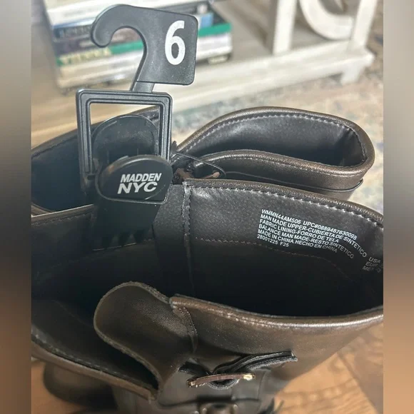 NWT! Madden NYC Women's Faux Leather Tall Moto Boots Dark Brown SIZE 6 No Box - Picture 15 of 15